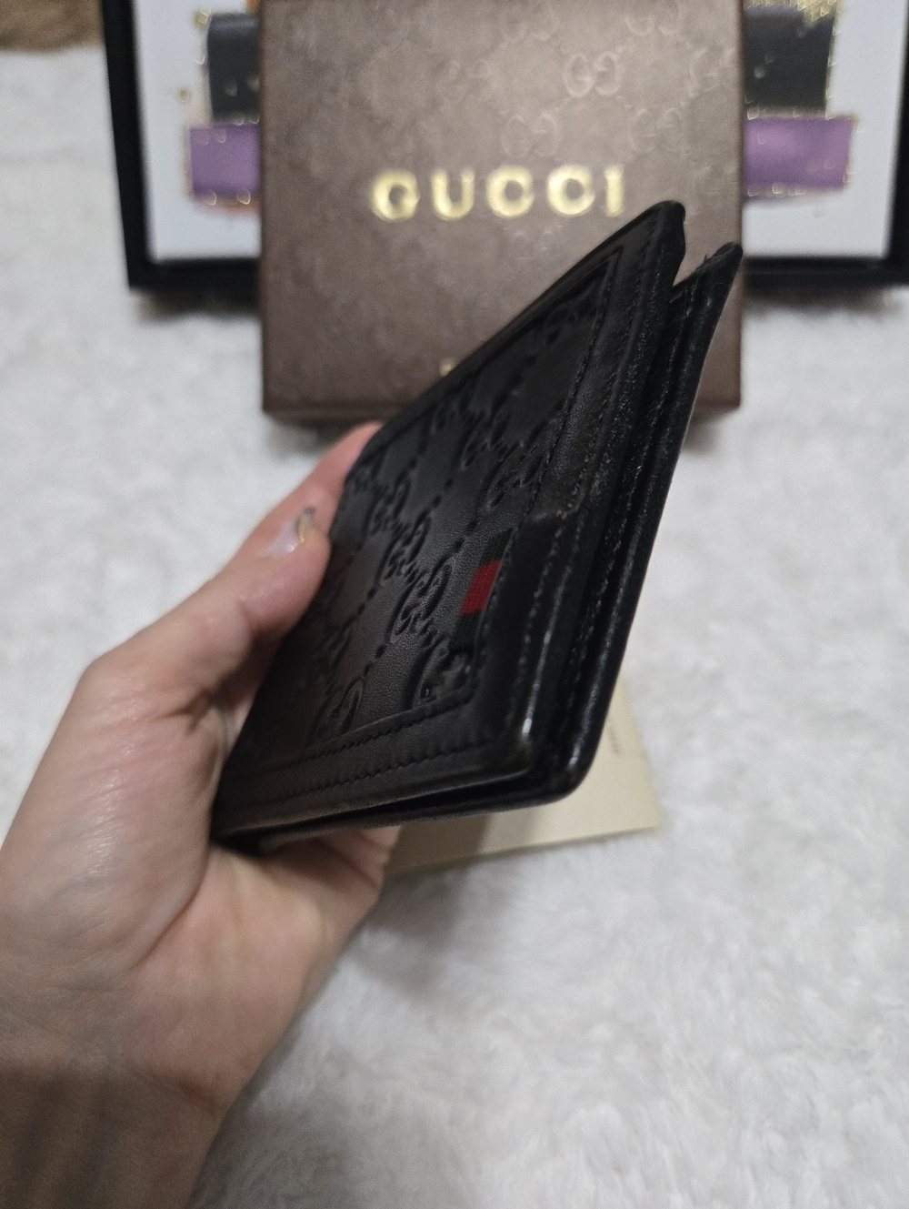 Gucci Black Guccissima Leather Bifold Sherryline Men's Wallet - Picture 4 of 9
